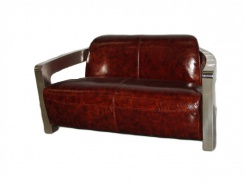 Kožená sedačka s železnými područky, letecký design