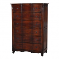 Komoda Provence, 6x šuplík, mahagonový odstín