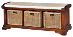 Lavice Homestead s ratanovými košíky, mahagonová barva