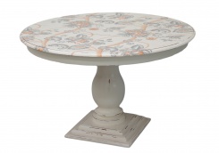 Jídelní stůl Whitehall, malovaný motiv květin, bílá patina
