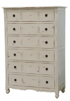 Komoda Provence, 6x šuplík, bílá patina