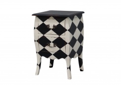 Noční stolek Carina, károvaný, černo-bílé kostky