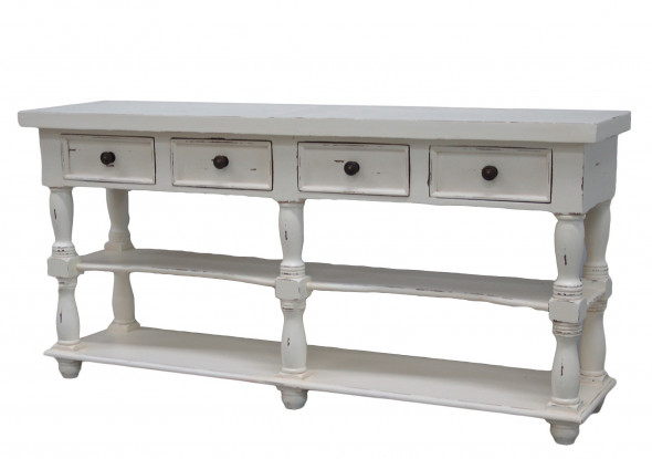 Stolek Manor, kulaté nohy, bílá patina