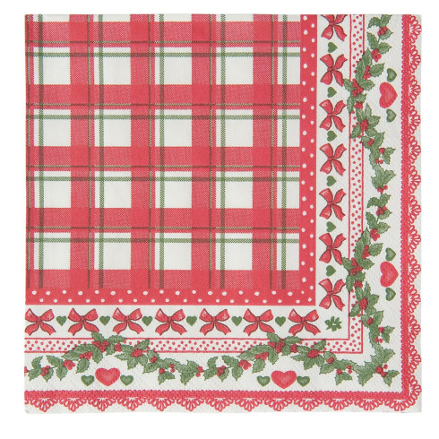 Papírové ubrousky - vánoční, kostkované