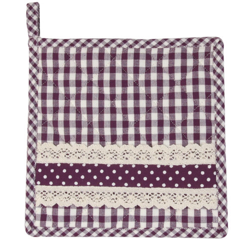 Látková podložka pod hrnec - fialová kostka, velká