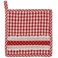 Látková podložka pod hrnec - červeno-bílá