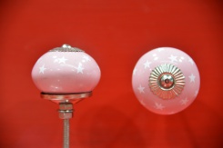 Porcelánová úchytka růžová, hvězdy, průměr 40mm