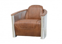 Kožené křeslo Aviator, plechové područky