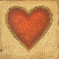 Obrázek 14x14, srdce poezie, rám sv. dub - červotoč