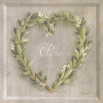 Obrázek 14x14, zelené srdce vášeň, rám sv. dub - červotoč