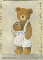 Obrázek 13x18, medvídek, rám bílý s patinou