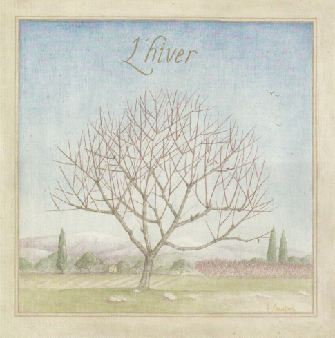 Obrázek 30x30, zima, rám bílý s patinou