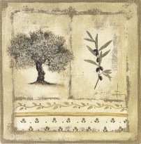 Obrázek 20x20, větvička olivy/olivovník I., rám s.v dub - červotoč