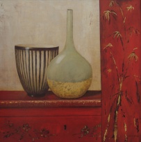 Obrázek 50x50, vázy II., rám sv. dub - červotoč
