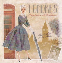 Obrázek 30x30, žena - London, rám sv. dub - červotoč