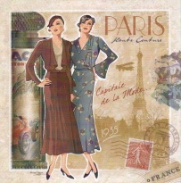 Obrázek 30x30, žena - Paris, rám sv. dub - červotoč