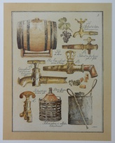 Obrázek 36x45, vinařství I., rám sv. dub - červotoč