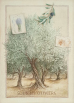 Obrázek 30x40, olivovník, rám sv. dub - červotoč