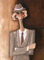 Obrázek 30x40, blondýnka, rám bílý s patinou