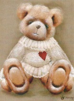 Obrázek 30x40, medvěd v pulovru, rám sv. dub - červotoč