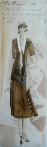 Obrázek 20x60, pařížanka 1926, rám sv. dub - červotoč