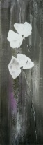 Obrázek 20x60, 2 květy na tmavém pozadí II., rám bílý s patinou