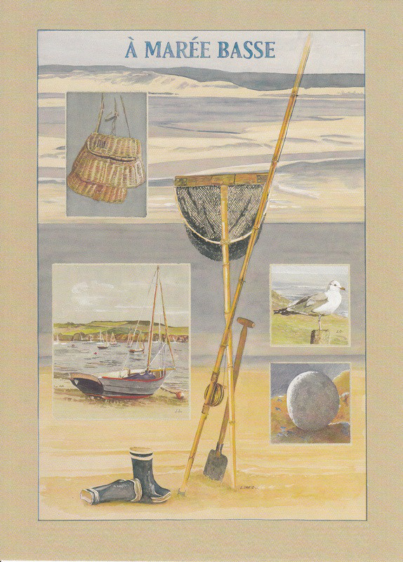 Obrázek 13x18, pobřeží, rám sv. dub - červotoč