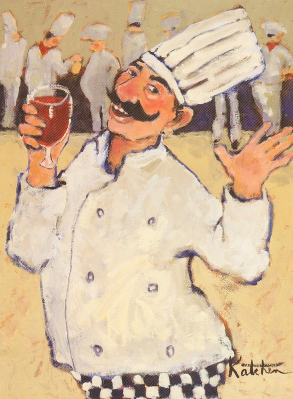 Obrázek 30x40, kuchař II., rám sv. dub - červotoč