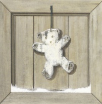 Obrázek 20x20, závěsný medvídek, rám sv. dub - červotoč