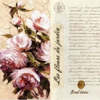Obrázek 30x30, květiny / text I., rám bílý s patinou