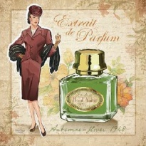 Obrázek 30x30, parfém floral - zelený, rám sv. dub - červotoč