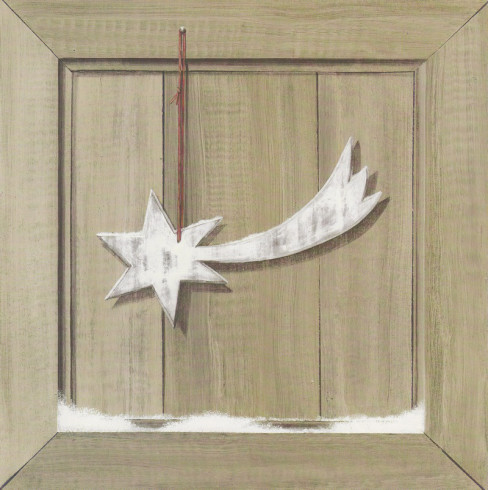 Obrázek 20x20, kometa, rám bílý s patinou