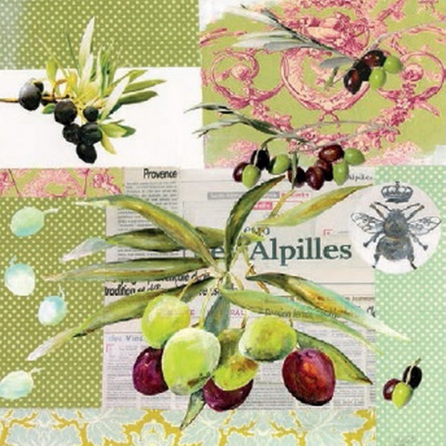 Obrázek 30x30, aranžmá oliva, rám sv. dub - červotoč