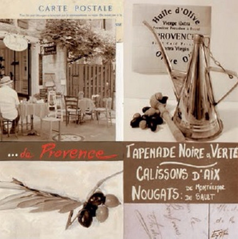 Obrázek 30x30, tapenade, rám bílý s patinou