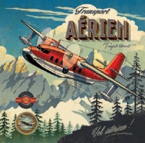 Obrázek 30x30, letadlo aérien, rám sv. dub - červotoč