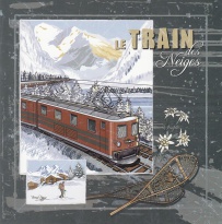 Obrázek20x20, hory - vlak, rám sv. dub- červotoč