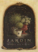 Obrázek 17x22, jardin, rám bílý s patinou