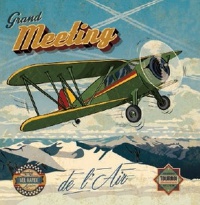 Obrázek 30x30, letadlo Grand meeting, rám sv. dub - červotoč