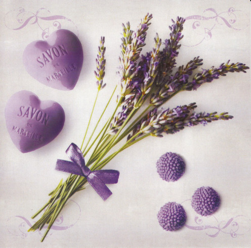 Obrázek 30x30, mýdlo levandule, III., rám bílý s patinou