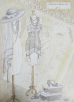 Obrázek 30x40, elegantní spodní prádllo I., rám sv. dub - červotoč