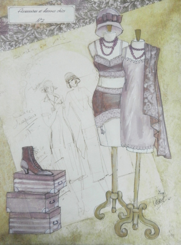 Obrázek 30x40, elegantní spodní prádlo II., rám sv. dub - červotoč