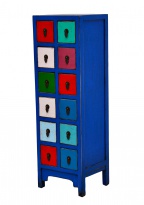 Modrá komoda, 12x barevný šuplík