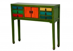 Stolek zelený, 6x barevný šuplík