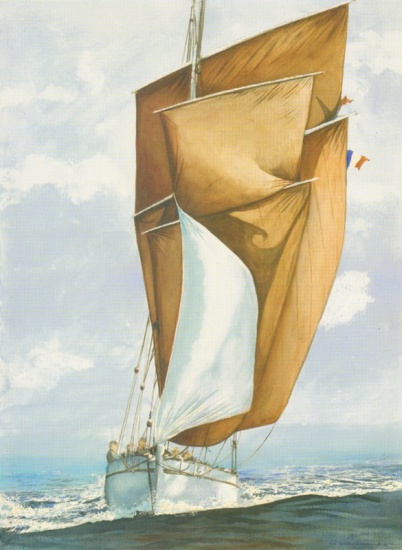 Obrázek 30x40, loď La Granvillaise, rám sv. dub - červotoč