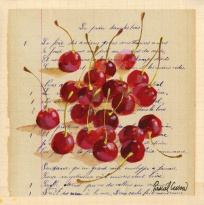 Obrázek 30x30, třešně, rám bílý s patinou