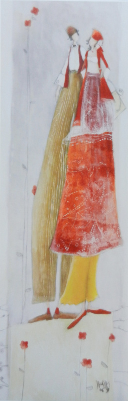 Obrázek 20x60, dvě postavy II., rám sv. dub - červotoč