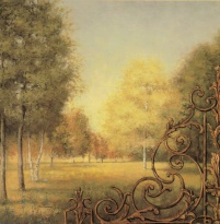 Obrázek 18x18, háj I., rám bílý s patinou