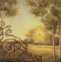 Obrázek 18x18, háj II., rám bílý s patinou