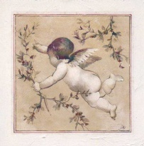Obrázek 30x30, anděl I., rám sv. dub - čevotoč