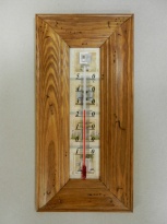 Teploměr, okna & dveře, rám sv. dub - červotoč